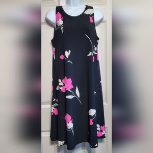 Lauren size 10 Floral Sleeveless Black and Pink Women's Dress Pre-owned